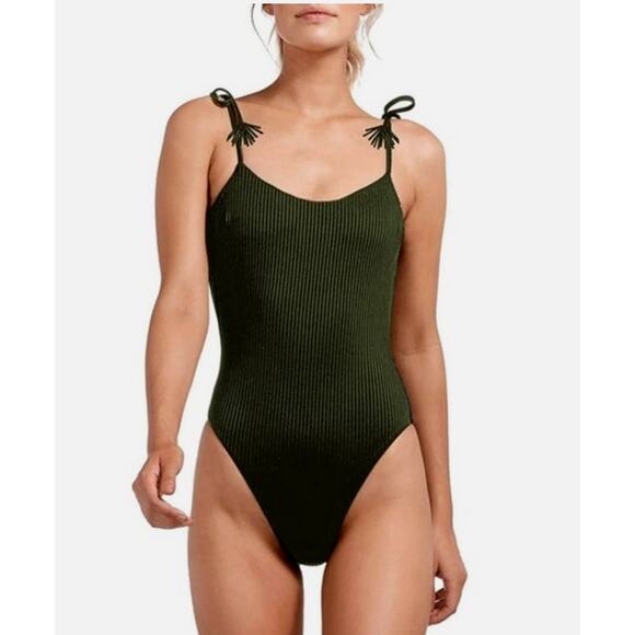 California Waves  Olive Green Ribbed One-Piece Swimsuit size Small NWT - Picture 1 of 11